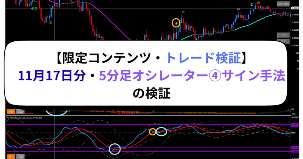 【限定コンテンツ・トレード検証】11月17日分・5分足オシレーター④サイン手法の検証