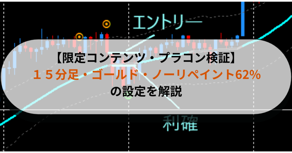 【限定コンテンツ・プラコン検証】１５分足・ゴールド・ノーリペイント62%の設定を解説