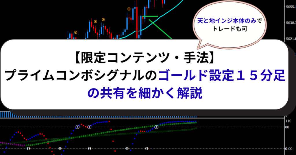 【限定コンテンツ・手法】プライムコンボシグナルのゴールド設定１５分足の共有を細かく解説