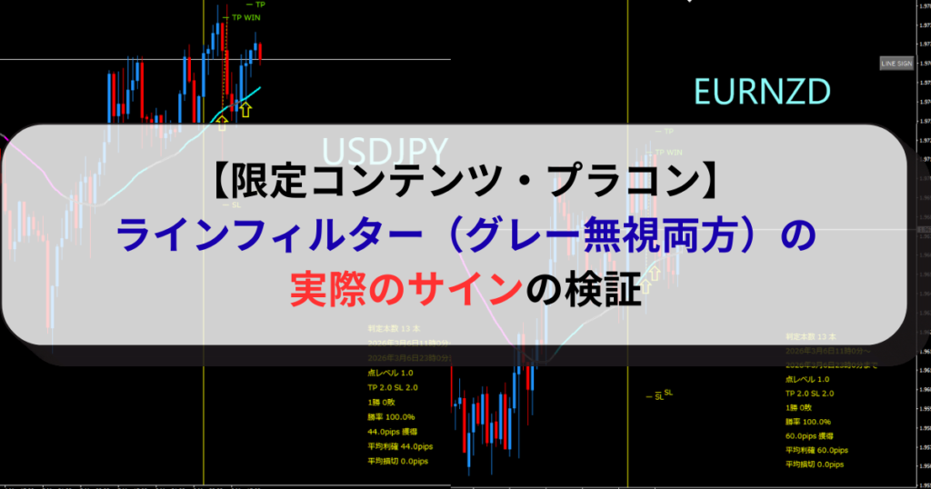 【限定コンテンツ・プラコン】ラインフィルター（グレー無視両方）の実際のサインの検証